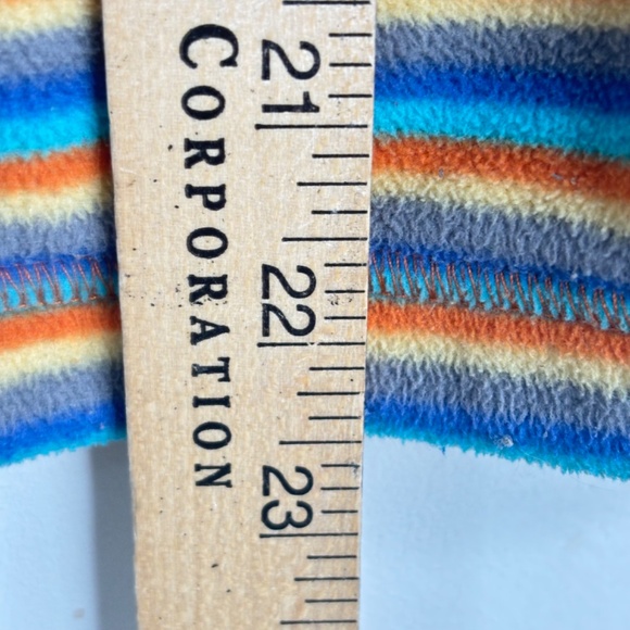 Hanna Andersson 1/4 Zip Fleece Pullover Boys 8 / 130 Orange Blue Stripe Pockets - Picture 7 of 10
